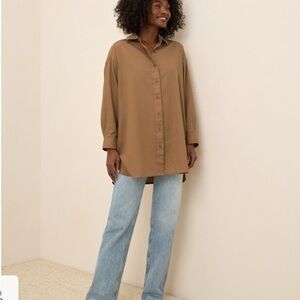 Sunset Lightweight Cotton Oversized Shirt in Brown Sugar New Without Tags